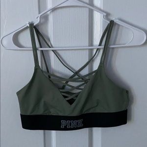 VICTORIA’s SECRET PINK olive green sports bra